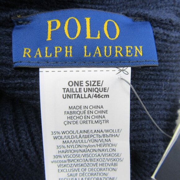 Polo Ralph Lauren Wool Blend Beanie Cap One Size Navy Blue NEW - Picture 7 of 9